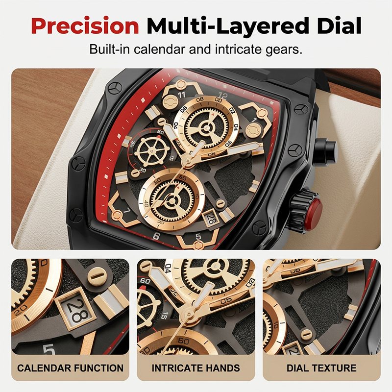 ⌚ Men's Tonneau Quartz Watch