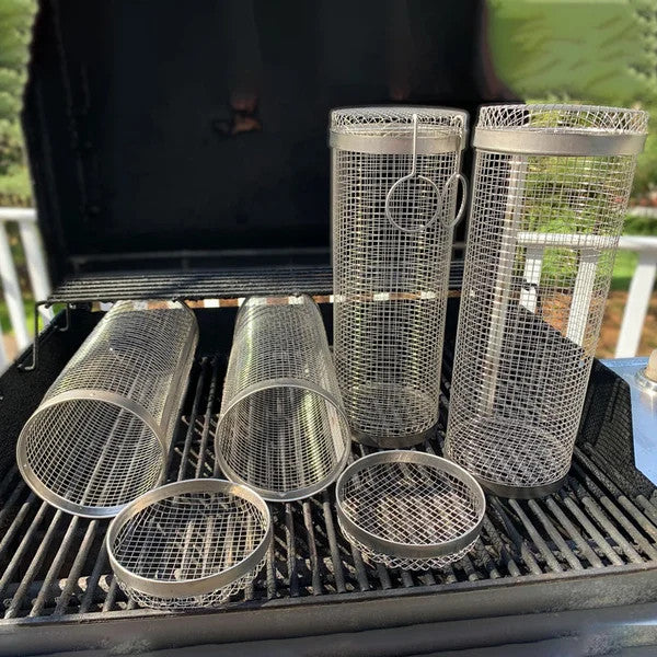 🔥🍖 Limited Time BBQ Deal – 360° Rolling Grilling Basket | Non-Stick Rotisserie Grill Basket for Meat, Vegetables & More