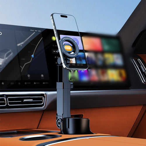 Car Cup Holder Phone Mount – 360° adjustable, strong N52 magnet, one-handed operation, fits all phones, stable magnetic and clamp models for safe driving