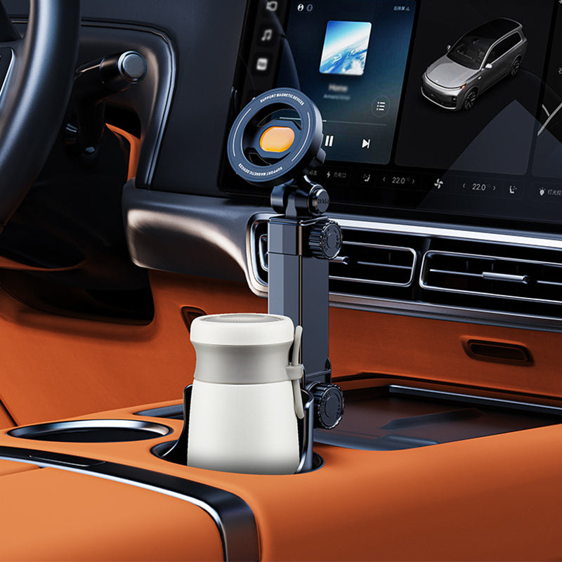 Car Cup Holder Phone Mount – 360° adjustable, strong N52 magnet, one-handed operation, fits all phones, stable magnetic and clamp models for safe driving