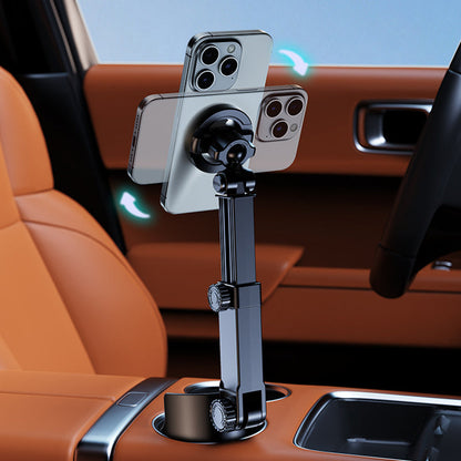 Car Cup Holder Phone Mount – 360° adjustable, strong N52 magnet, one-handed operation, fits all phones, stable magnetic and clamp models for safe driving