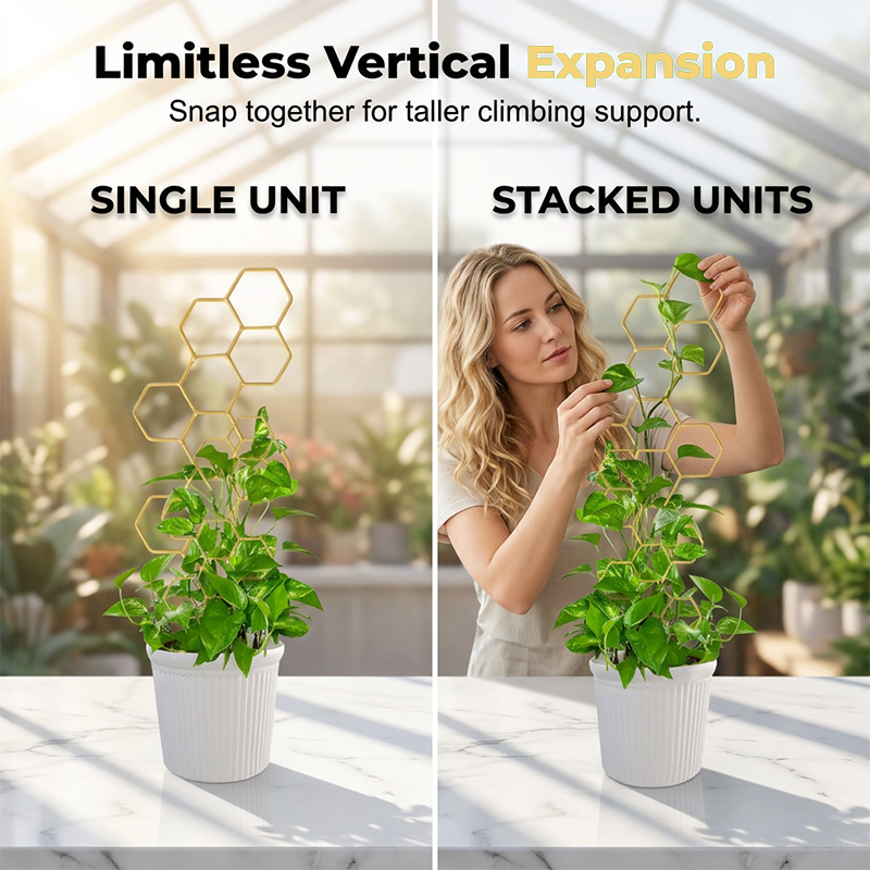🌿 LIMITED-TIME 50% OFF! ✨ Honeycomb Plant Trellis – Rust-Proof, Stackable, Easy Install 🐝