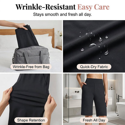 🩳 ✨ Women's Stretch Walking Shorts – 4-Way Stretch, High-Rise, Knee-Length 🚶‍♀️