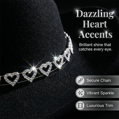 🤠Rhinestone Heart-Shaped Denim Hat | Elegant French Jazz Fedora