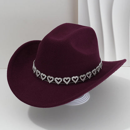 🤠Rhinestone Heart-Shaped Denim Hat | Elegant French Jazz Fedora