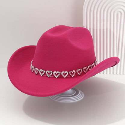 🤠Rhinestone Heart-Shaped Denim Hat | Elegant French Jazz Fedora