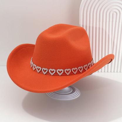 🤠Rhinestone Heart-Shaped Denim Hat | Elegant French Jazz Fedora
