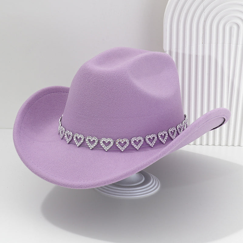 🤠Rhinestone Heart-Shaped Denim Hat | Elegant French Jazz Fedora