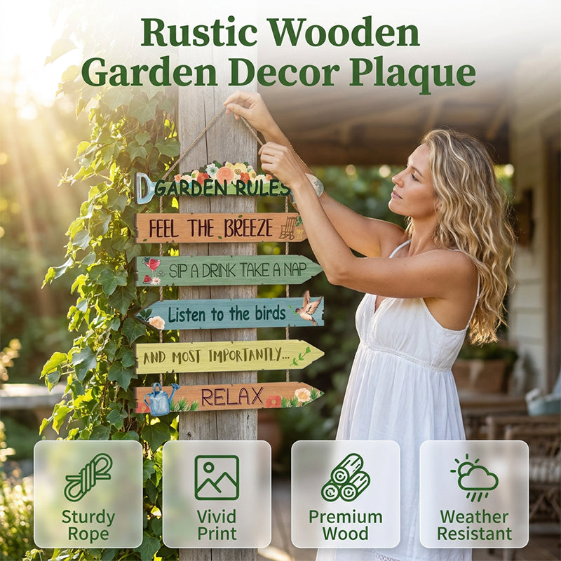 Rustic Wooden Garden Hanging Sign Wall Decor Plaque🏡🪧