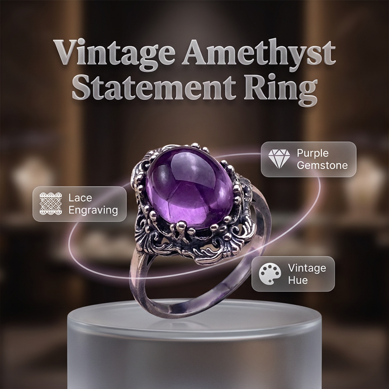 📢📢49% OFF !! ⏰Vintage Lace Amethyst Ring