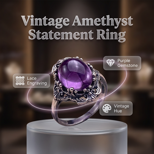 📢📢49% OFF !! ⏰Vintage Lace Amethyst Ring