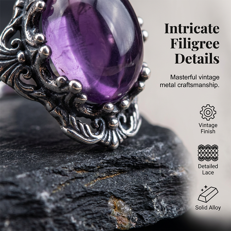 📢📢49% OFF !! ⏰Vintage Lace Amethyst Ring