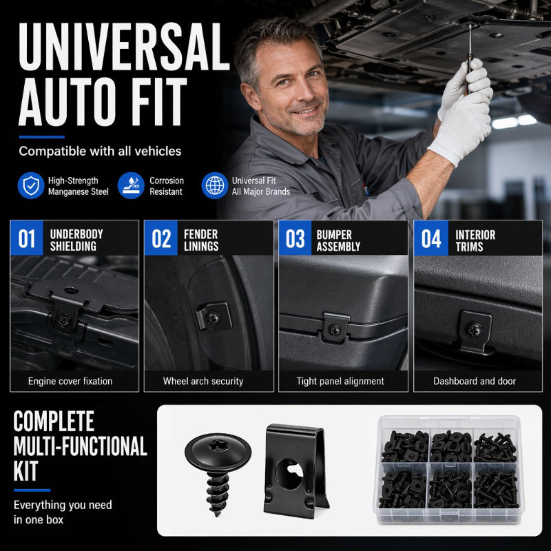 📢📢48% OFF !! ⏰Universal Car Metal U-Type Clips and Screws Set