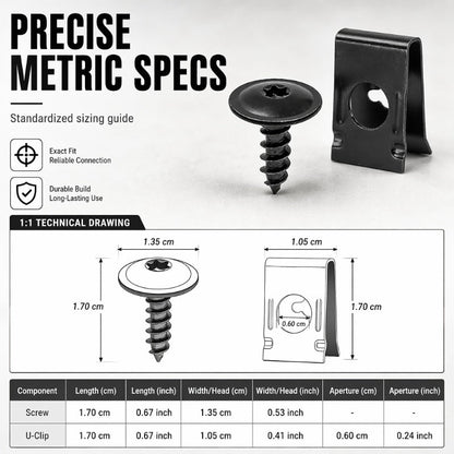 📢📢48% OFF !! ⏰Universal Car Metal U-Type Clips and Screws Set