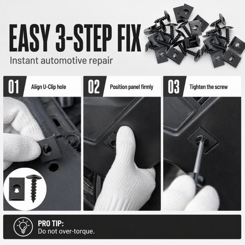 📢📢48% OFF !! ⏰Universal Car Metal U-Type Clips and Screws Set