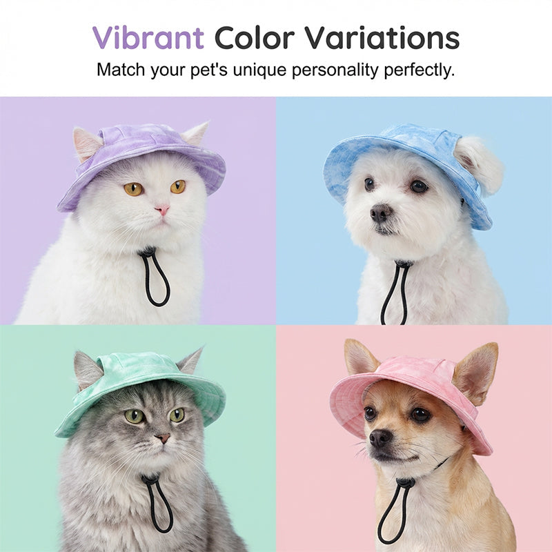 Adjustable Pet Bucket Hat with Ear Holes