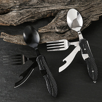 🎉🎉Surprise 49% off！🏕️Must-have for outdoor trips 🍴🥄4-In-1 Outdoor Folding Multifunctional Tableware