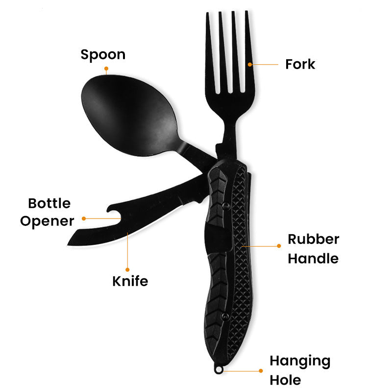 🎉🎉Surprise 49% off！🏕️Must-have for outdoor trips 🍴🥄4-In-1 Outdoor Folding Multifunctional Tableware
