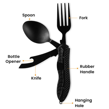 🎉🎉Surprise 49% off！🏕️Must-have for outdoor trips 🍴🥄4-In-1 Outdoor Folding Multifunctional Tableware