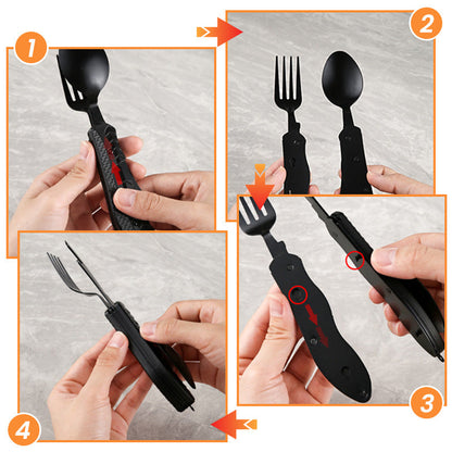🎉🎉Surprise 49% off！🏕️Must-have for outdoor trips 🍴🥄4-In-1 Outdoor Folding Multifunctional Tableware
