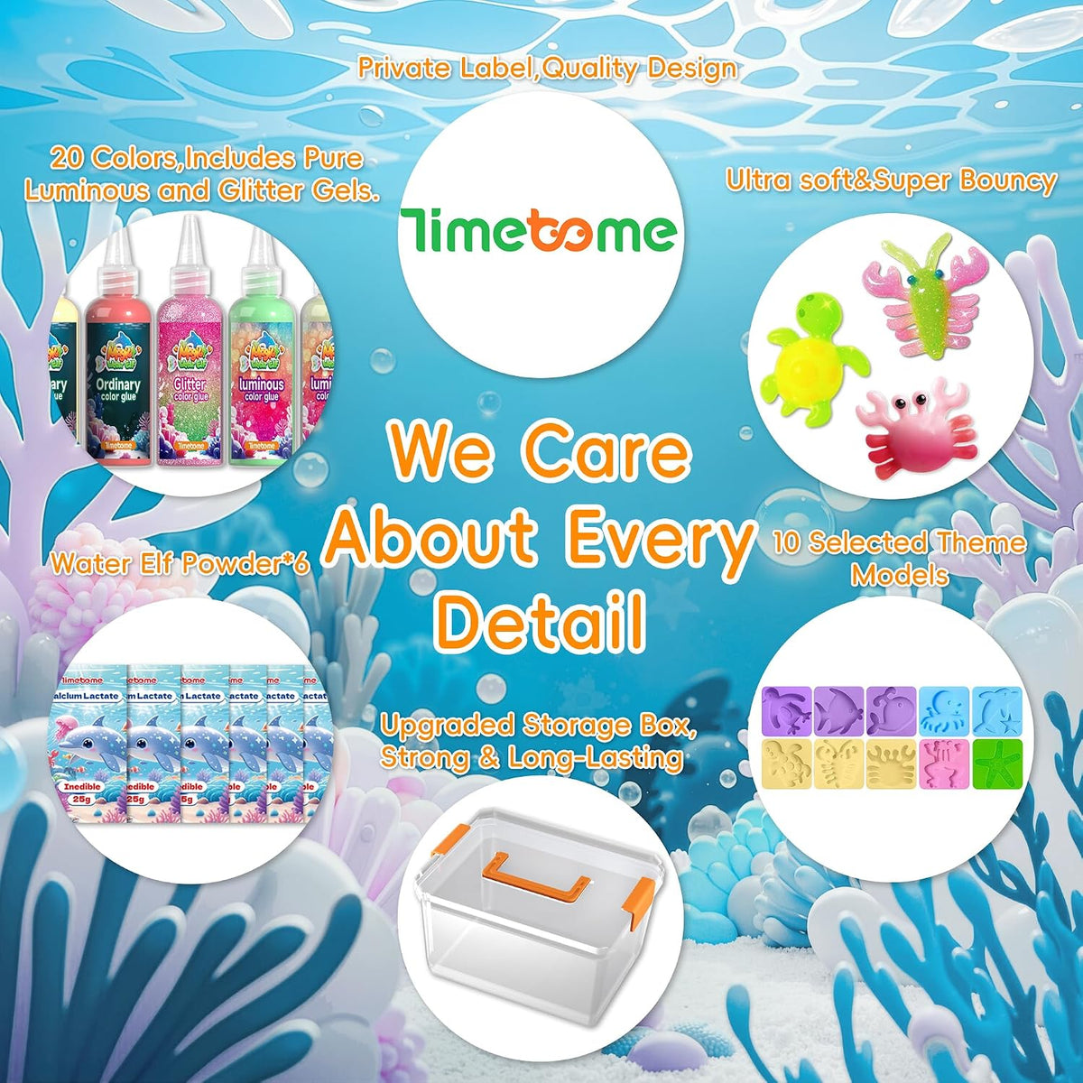 ⏳LAST DAY SALE 50% OFF!!🦄Timetome DIY Squishy Maker Kit for Kids Ages 3+ | Magic Water Elf Gel Toy Set with 20 Gels & 10 Molds, Glitter Glow Sensory Craft Activity for Creative Play