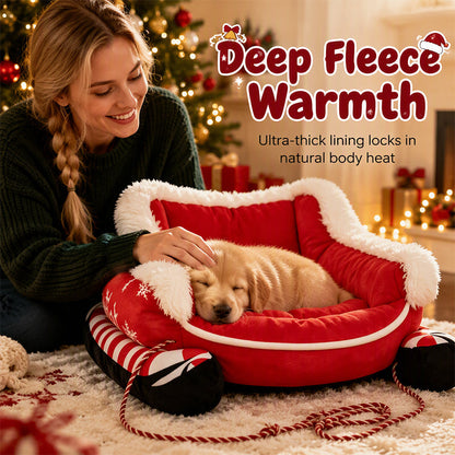 📢📢49% OFF !! ⏰Christmas Sleigh Pet Bed with Removable Cushion