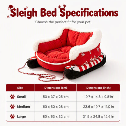 📢📢49% OFF !! ⏰Christmas Sleigh Pet Bed with Removable Cushion
