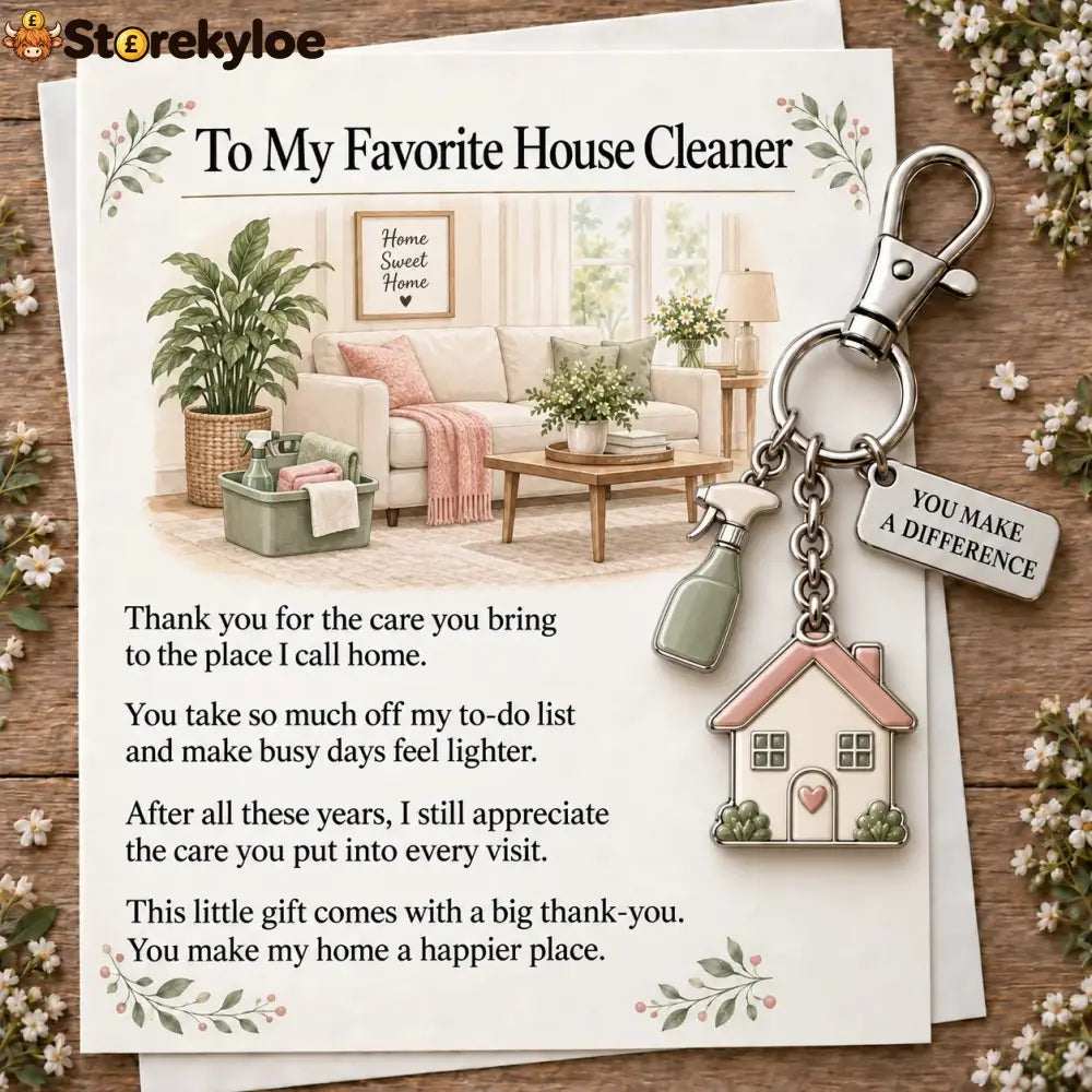 ✨ The ’You Make a Difference’ Appreciation Gift Set – Keychain & Greeting Card ✨ - 🧹 House Cleaner / Buy 1