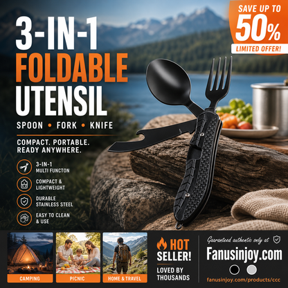 🎉🎉Surprise 49% off！🏕️Must-have for outdoor trips 🍴🥄4-In-1 Outdoor Folding Multifunctional Tableware