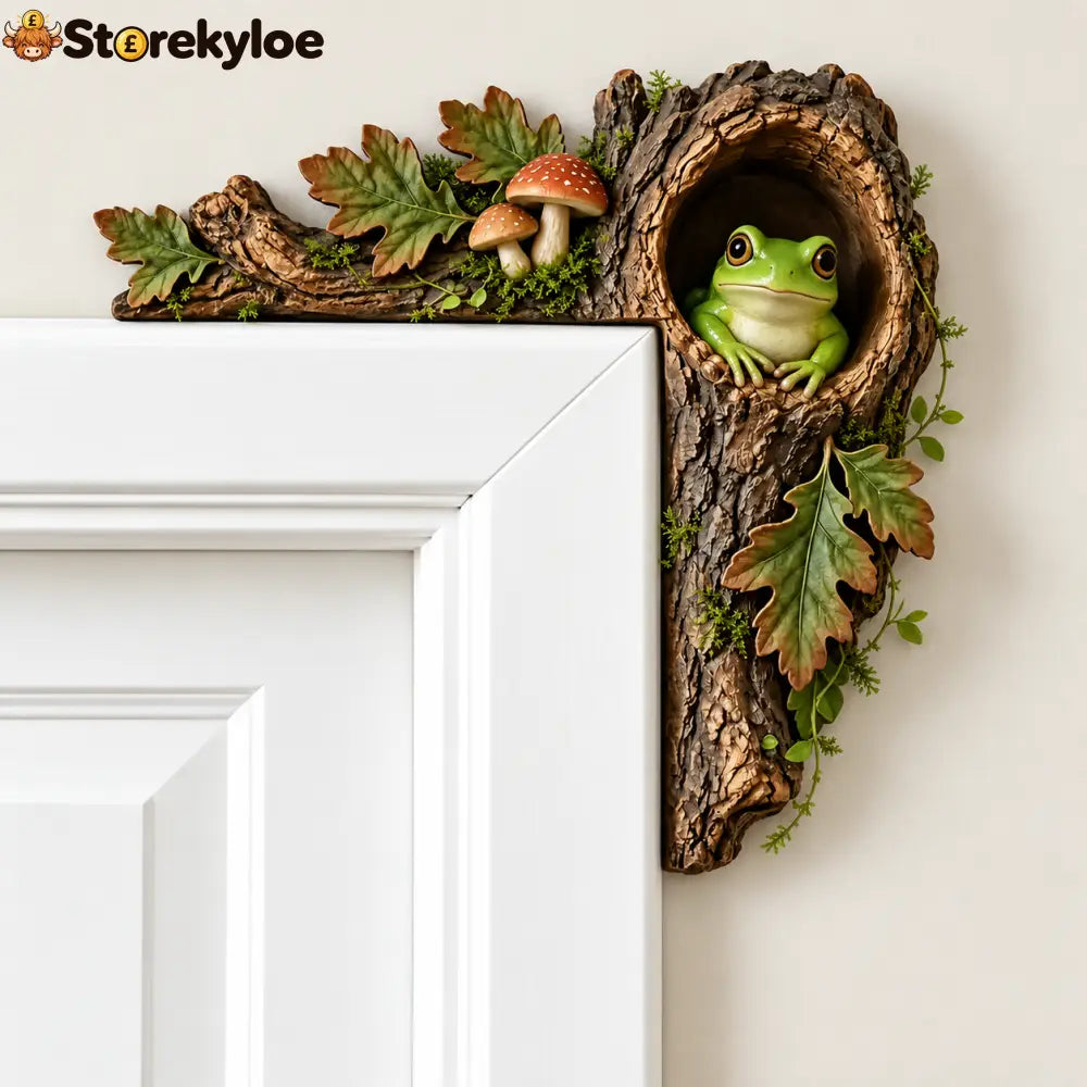 Woodland Animal Door Frame Corner Ornament Cute Wooden Door Topper Decor - Frog