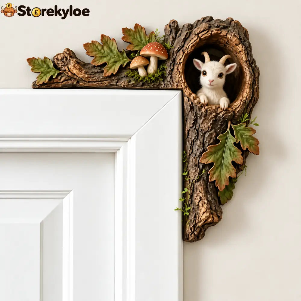Woodland Animal Door Frame Corner Ornament Cute Wooden Door Topper Decor - Lamb