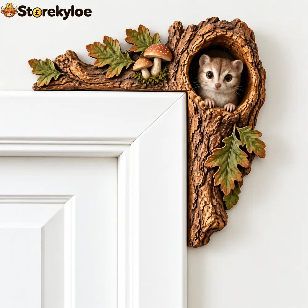 Woodland Animal Door Frame Corner Ornament Cute Wooden Door Topper Decor - Mouse