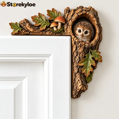 Woodland Animal Door Frame Corner Ornament Cute Wooden Door Topper Decor - Owl