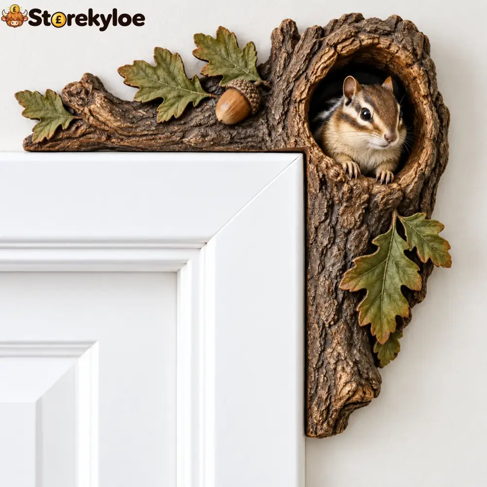 Woodland Animal Door Frame Corner Ornament Cute Wooden Door Topper Decor - Squirrel