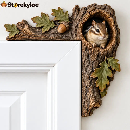 Woodland Animal Door Frame Corner Ornament Cute Wooden Door Topper Decor - Squirrel